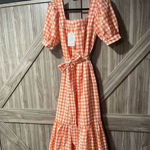 Orange gingham dress